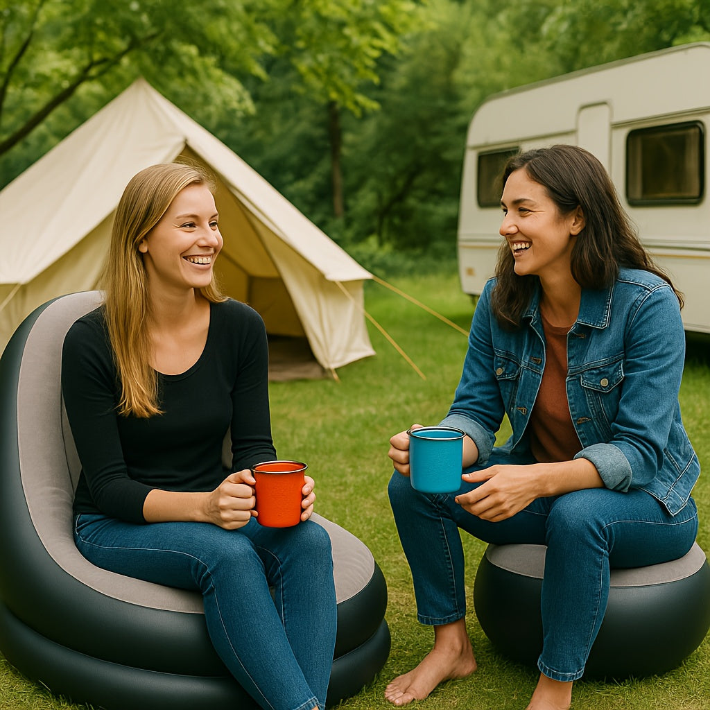 1 inflatable lounge chair with footrest, portable and easy to clean, a multifunctional sofa suitable for both indoor and outdoor use. It is an ideal choice for camping, hiking, and holiday gifts, offering comfortable relaxati