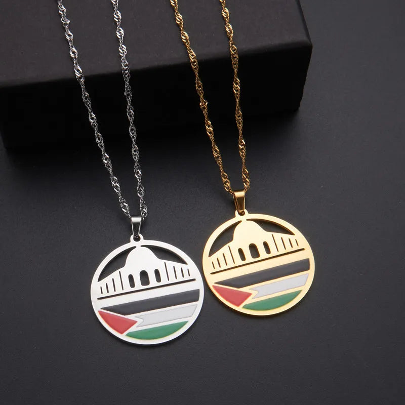 HNSP Stainless Steel Palestine Flag Pendant Necklace For Men Women Palestine Series Jewelry Accessories