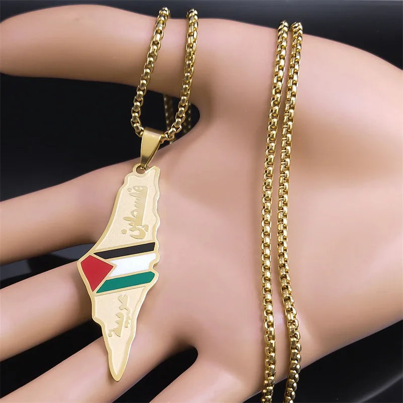 HNSP Palestine Stainless Steel Pendant Chain Necklace For Men Women Palestine Series Jewelry Accessories