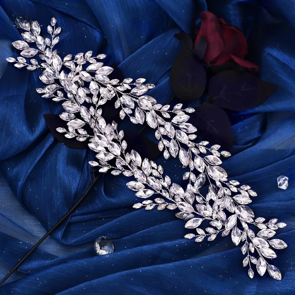 Double Strand Water Diamond Hairband Crown for Bridal Gown Show Runway Headwear Styling Accessory Elegant Wedding Hairpiece