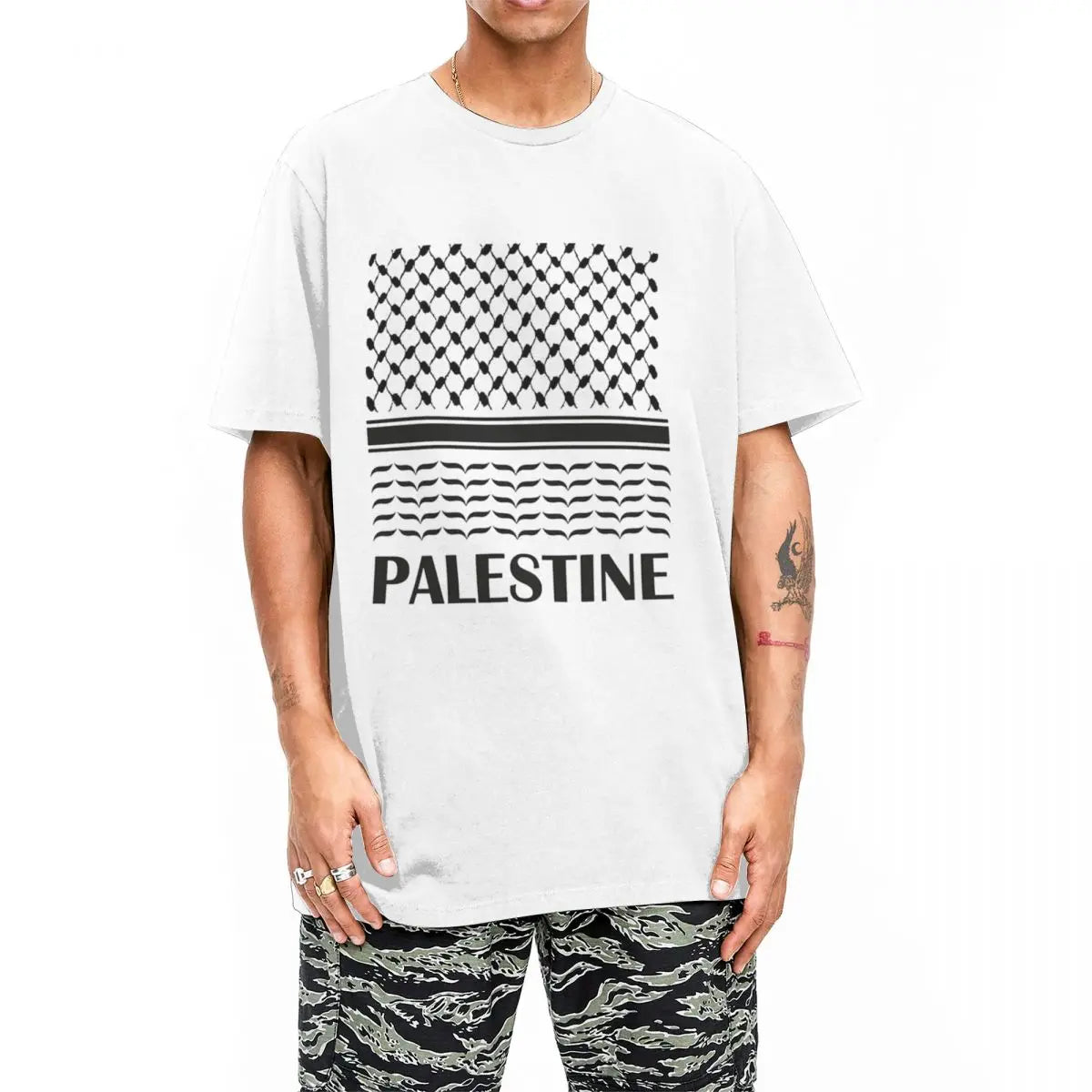 Vintage T-Shirt Palestine Map Cotton T Shirts Palestinian Kufiya Fashion Tshirt for Adult Summer Y2K Casual Short Sleeve Tees