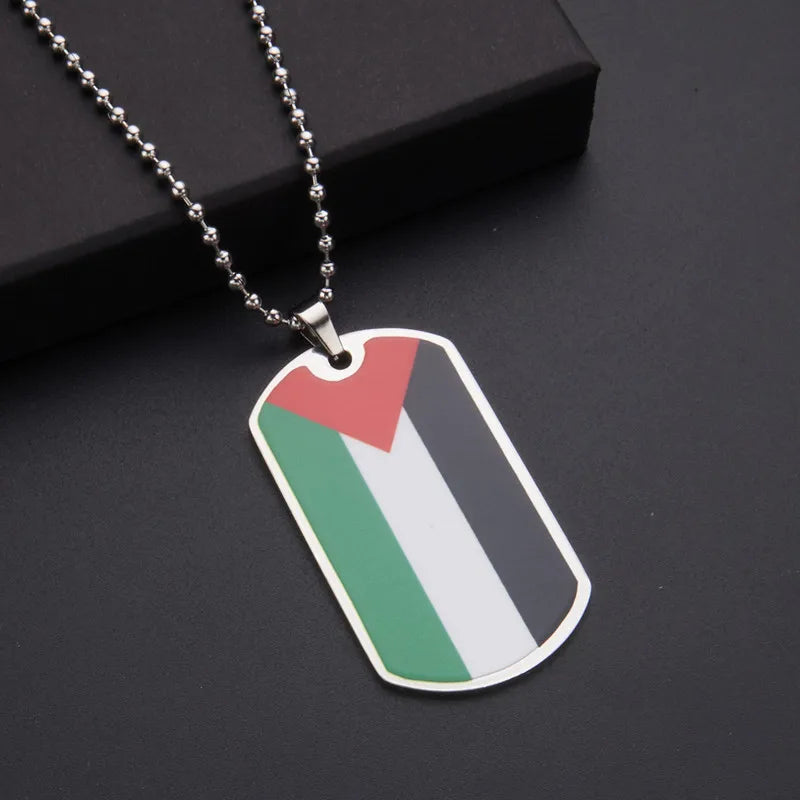 HNSP Stainless Steel Palestine Flag Pendant Necklace For Men Women Palestine Series Jewelry Accessories