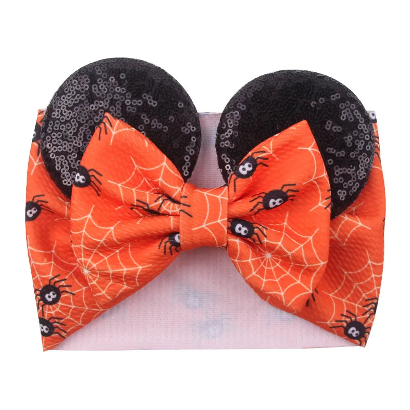 Cartoon Disney Ears Baby Headband Kids Girls Festival Sequin 5" Bow Head Wrap Mickey Turban Cosplay Party DIY Hair Accessories