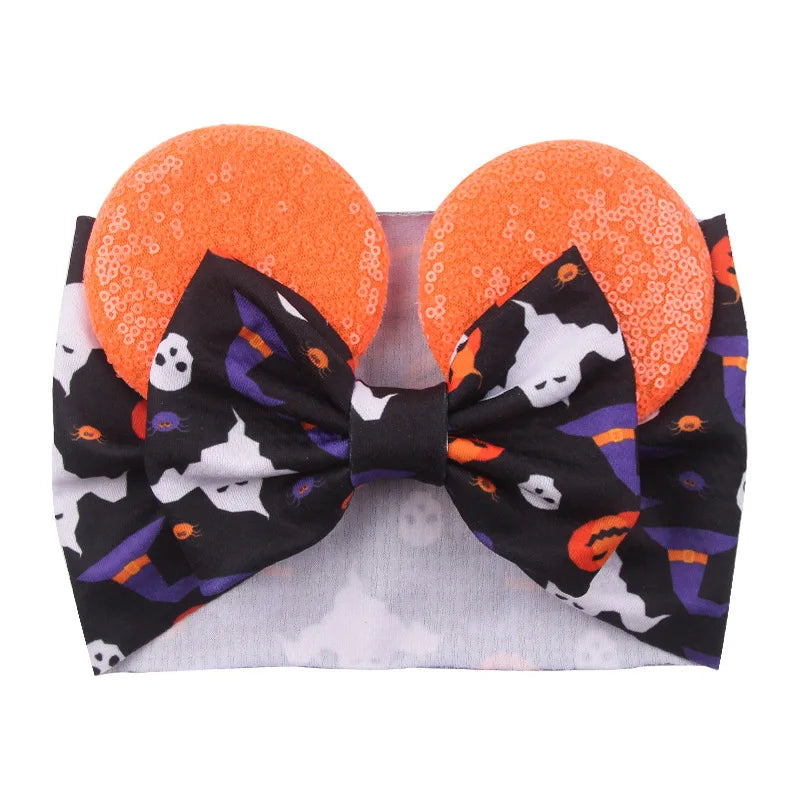 Cartoon Disney Ears Baby Headband Kids Girls Festival Sequin 5" Bow Head Wrap Mickey Turban Cosplay Party DIY Hair Accessories