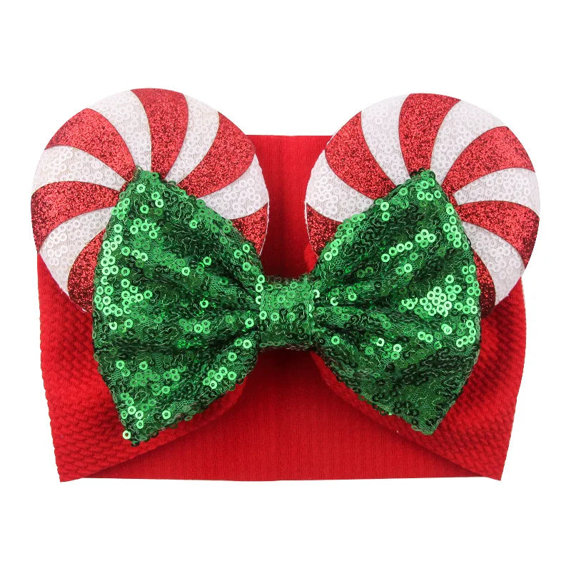 Cartoon Disney Ears Baby Headband Kids Girls Festival Sequin 5" Bow Head Wrap Mickey Turban Cosplay Party DIY Hair Accessories