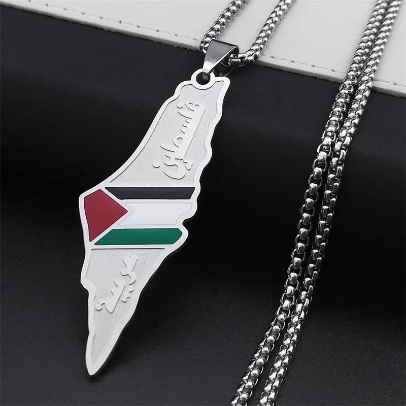 HNSP Palestine Stainless Steel Pendant Chain Necklace For Men Women Palestine Series Jewelry Accessories