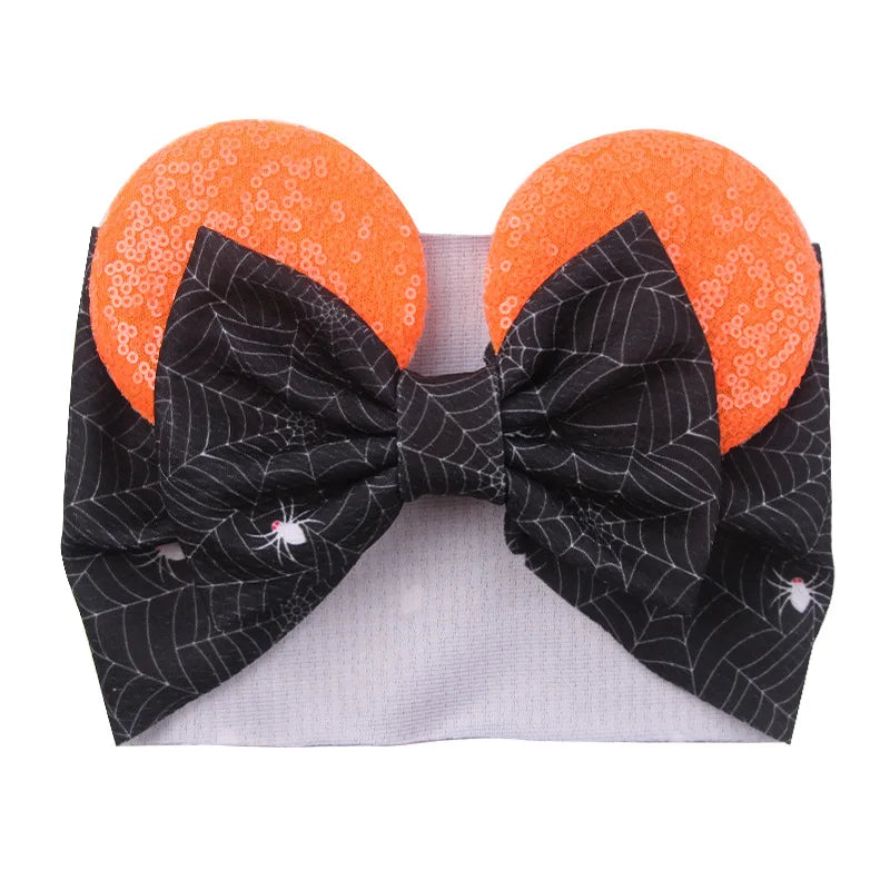 Cartoon Disney Ears Baby Headband Kids Girls Festival Sequin 5" Bow Head Wrap Mickey Turban Cosplay Party DIY Hair Accessories