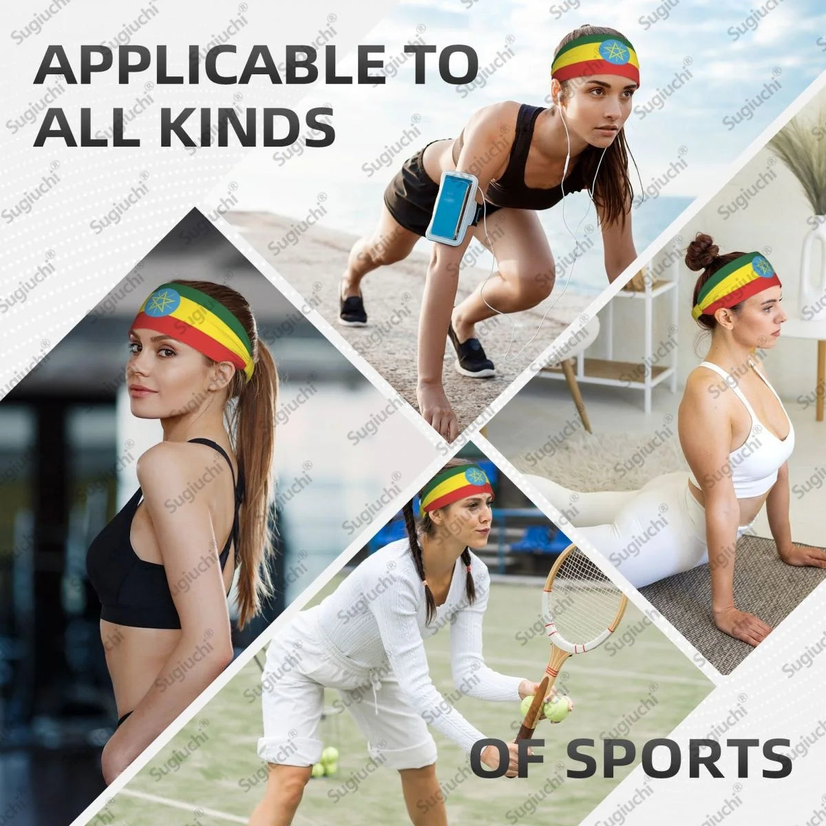 2025 Ethiopia Flag Sweatband Women Men Moisture Wicking Syriac Aram Gym Headband for Cycling Yoga