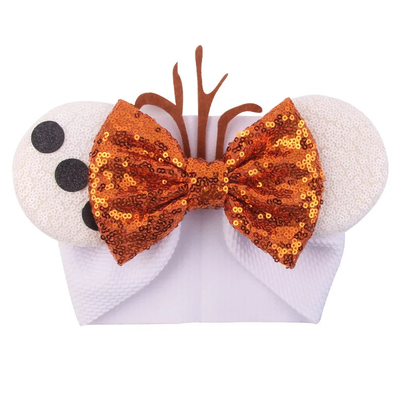 Cartoon Disney Ears Baby Headband Kids Girls Festival Sequin 5" Bow Head Wrap Mickey Turban Cosplay Party DIY Hair Accessories