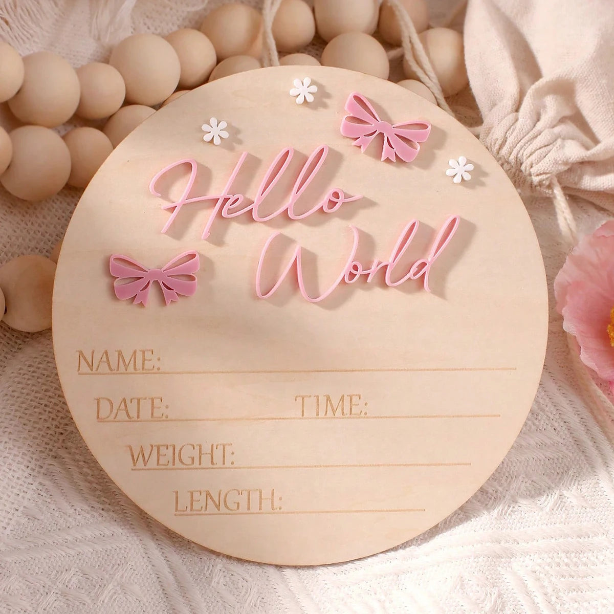 Ylsteed hello world newborn name sign dusty pink butterfly star deco baby birth announcement sign for hospital newborn props