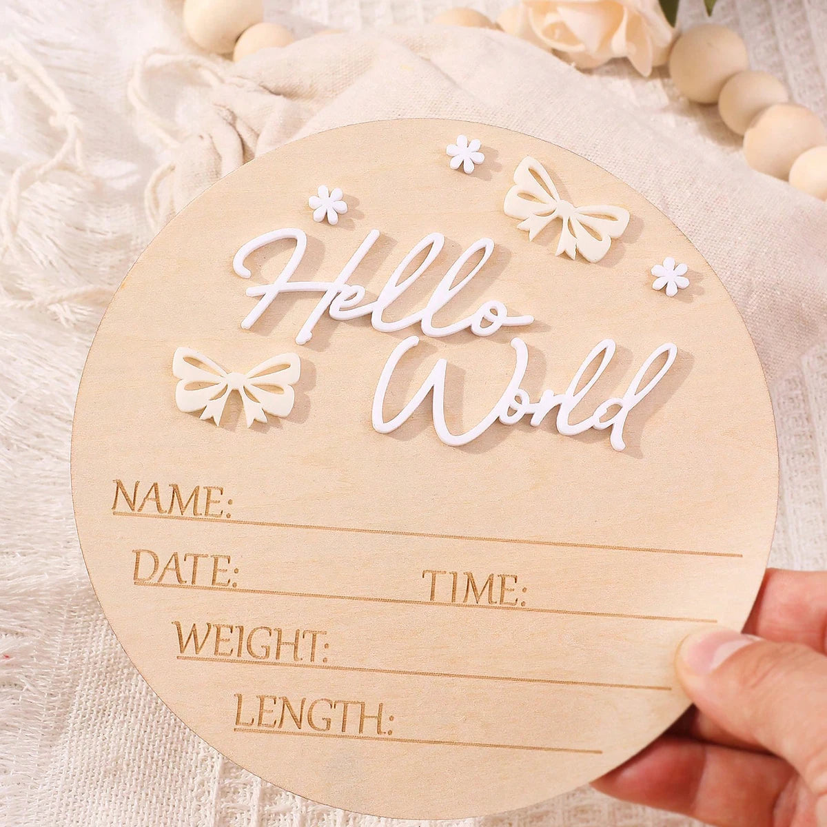 Ylsteed hello world newborn name sign dusty pink butterfly star deco baby birth announcement sign for hospital newborn props