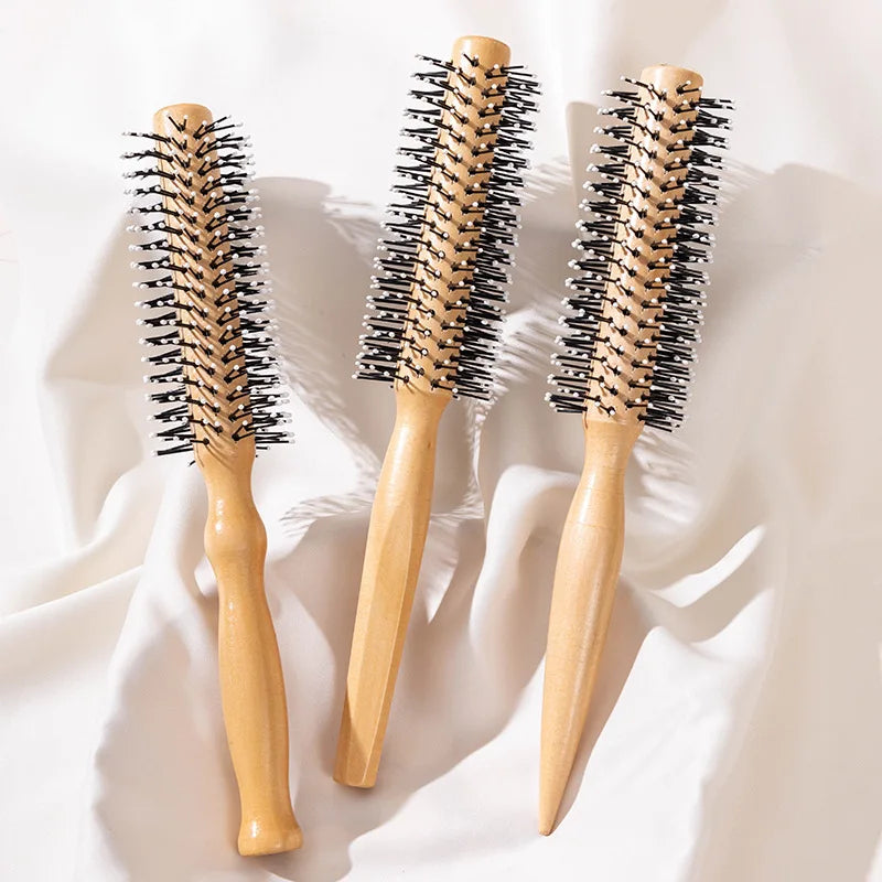 Curly Hair Styling Definition Barrel Brush With Elastic Plastic Pins Round Barber Hairbrush Cylindrical Nylon Teeth Roller Comb