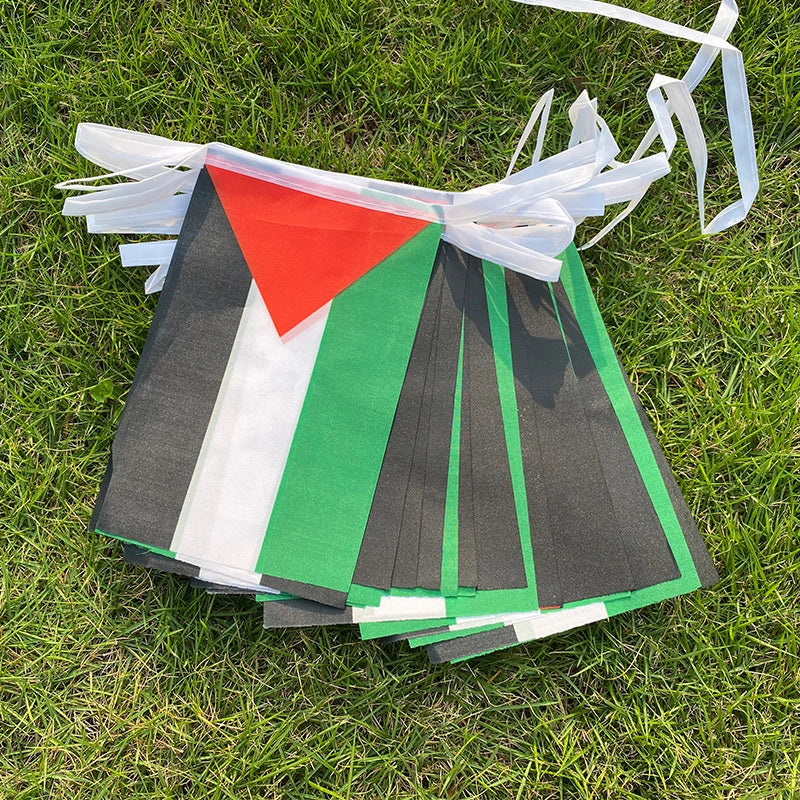 Aerlxemrbrae 20pcs/lot Palestine bunting flags 14x21cm Pennant Palestine String Banner Buntings Festival Party Holiday