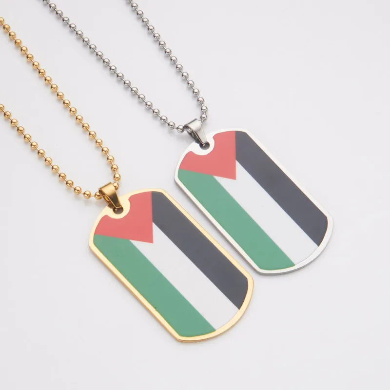 HNSP Stainless Steel Palestine Flag Pendant Necklace For Men Women Palestine Series Jewelry Accessories