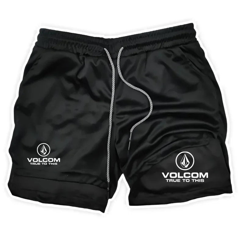 VOLCOM Print 2 in 1 Workout Running Shorts for Men Christian Gym Athletic Shorts with Compression Liner Phone Pocket Towel Loop