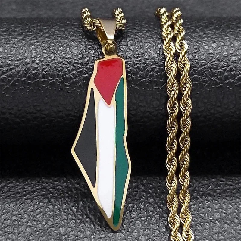 HNSP Palestine Stainless Steel Pendant Chain Necklace For Men Women Palestine Series Jewelry Accessories