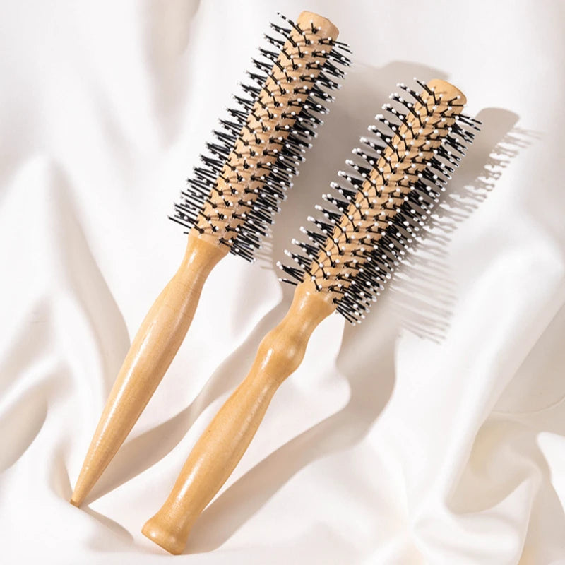 Curly Hair Styling Definition Barrel Brush With Elastic Plastic Pins Round Barber Hairbrush Cylindrical Nylon Teeth Roller Comb