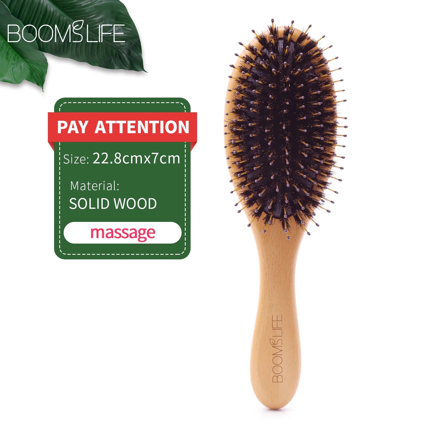 Custom Boar Bristle Hair Brush Women Hair Anti-Static Scalp Massage Comb Wood Hair Brush for Curly Thick Long Hair Detangler