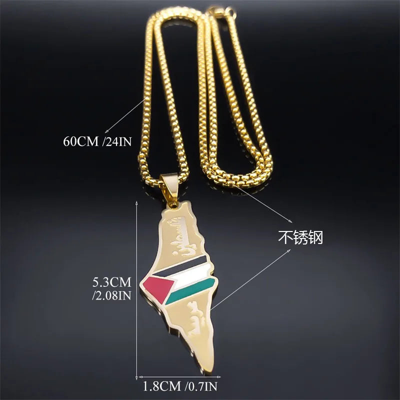HNSP Palestine Stainless Steel Pendant Chain Necklace For Men Women Palestine Series Jewelry Accessories