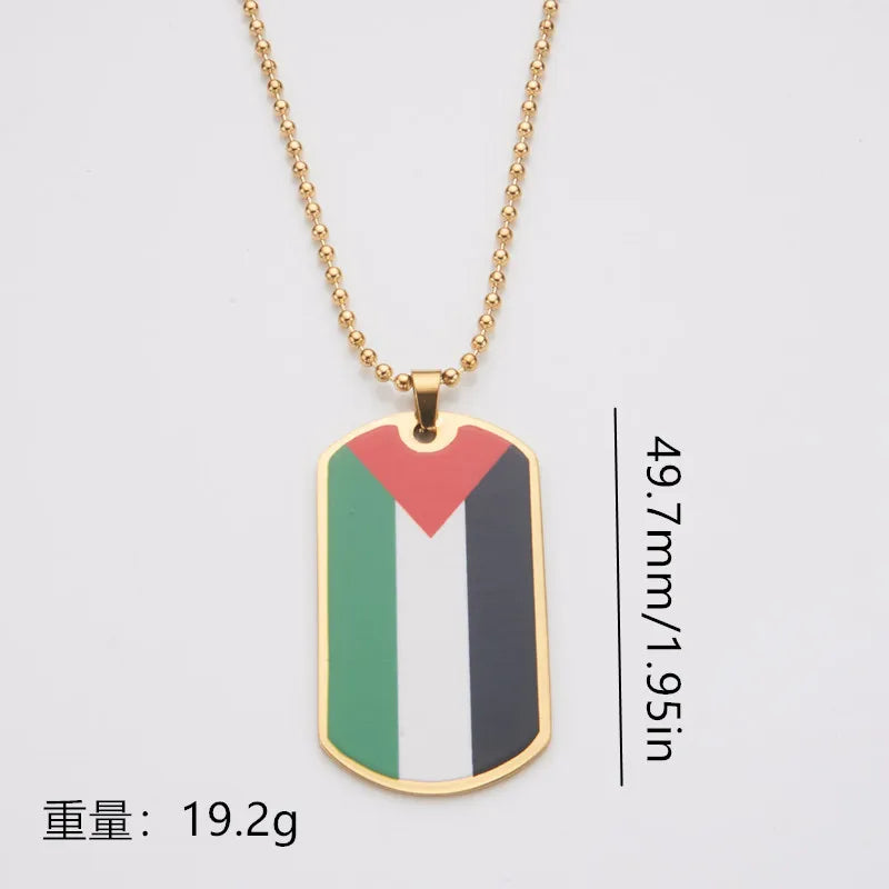 HNSP Stainless Steel Palestine Flag Pendant Necklace For Men Women Palestine Series Jewelry Accessories