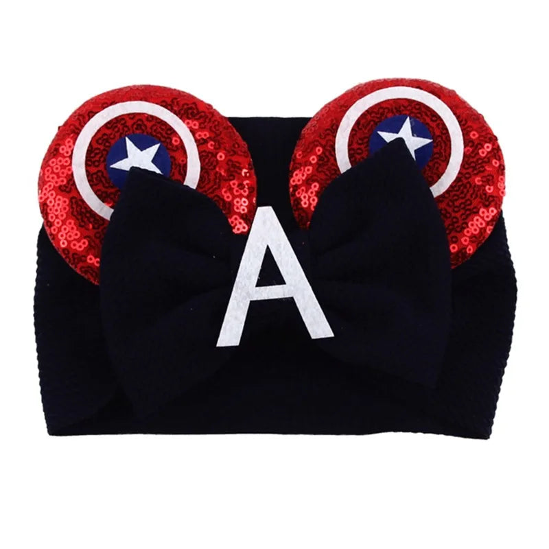 Cartoon Disney Ears Baby Headband Kids Girls Festival Sequin 5" Bow Head Wrap Mickey Turban Cosplay Party DIY Hair Accessories