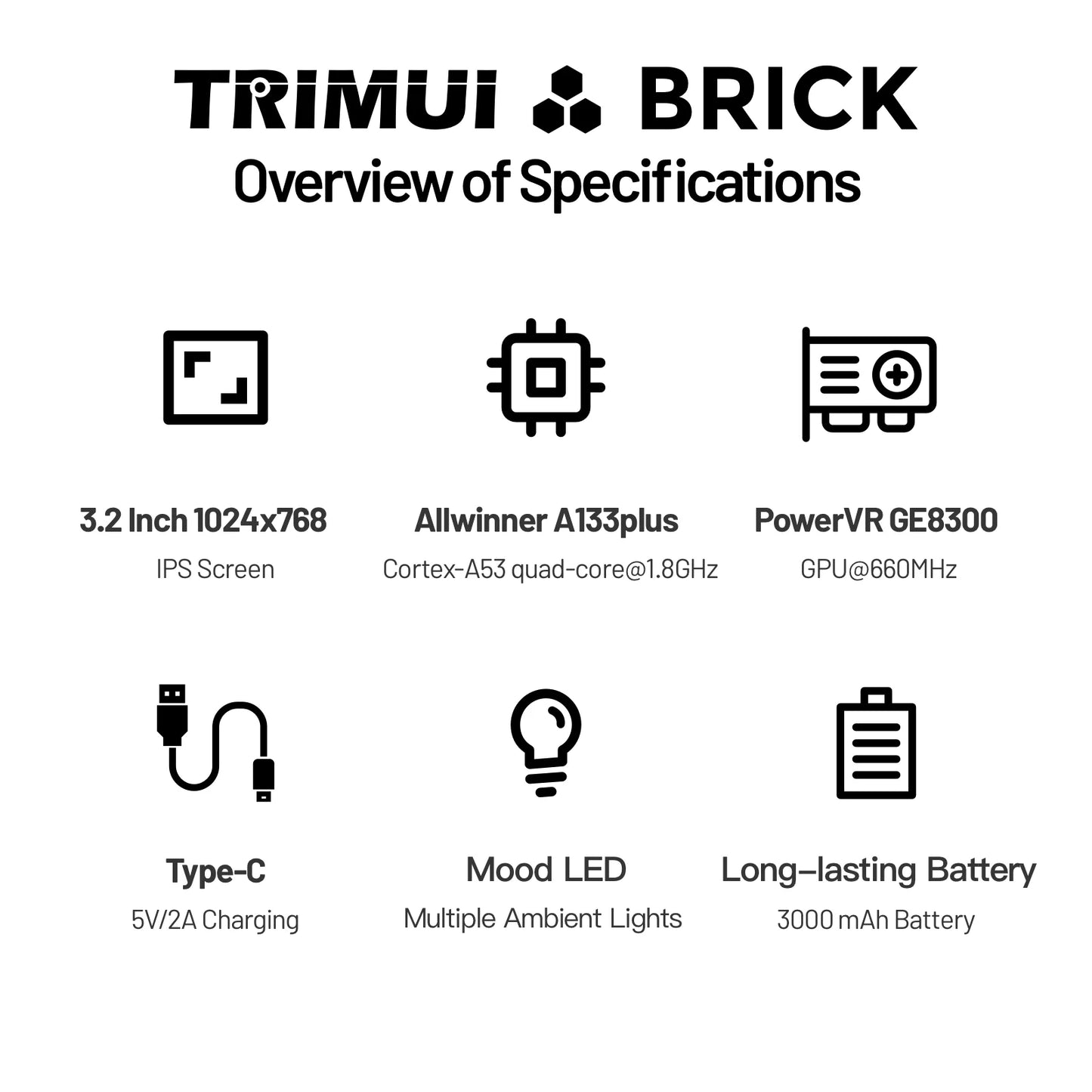 Trimui BRICK Handheld Game Players Consoles 3.2'' IPS Screen Emulator Linux System Portable Retro Video Games Allwinner