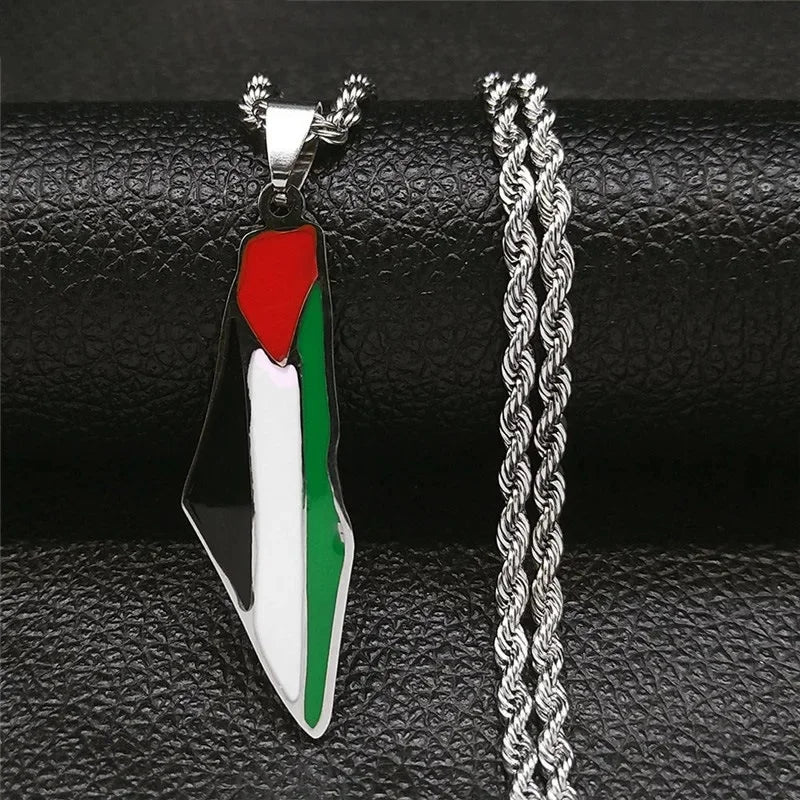 HNSP Palestine Stainless Steel Pendant Chain Necklace For Men Women Palestine Series Jewelry Accessories