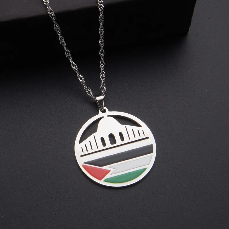 HNSP Stainless Steel Palestine Flag Pendant Necklace For Men Women Palestine Series Jewelry Accessories