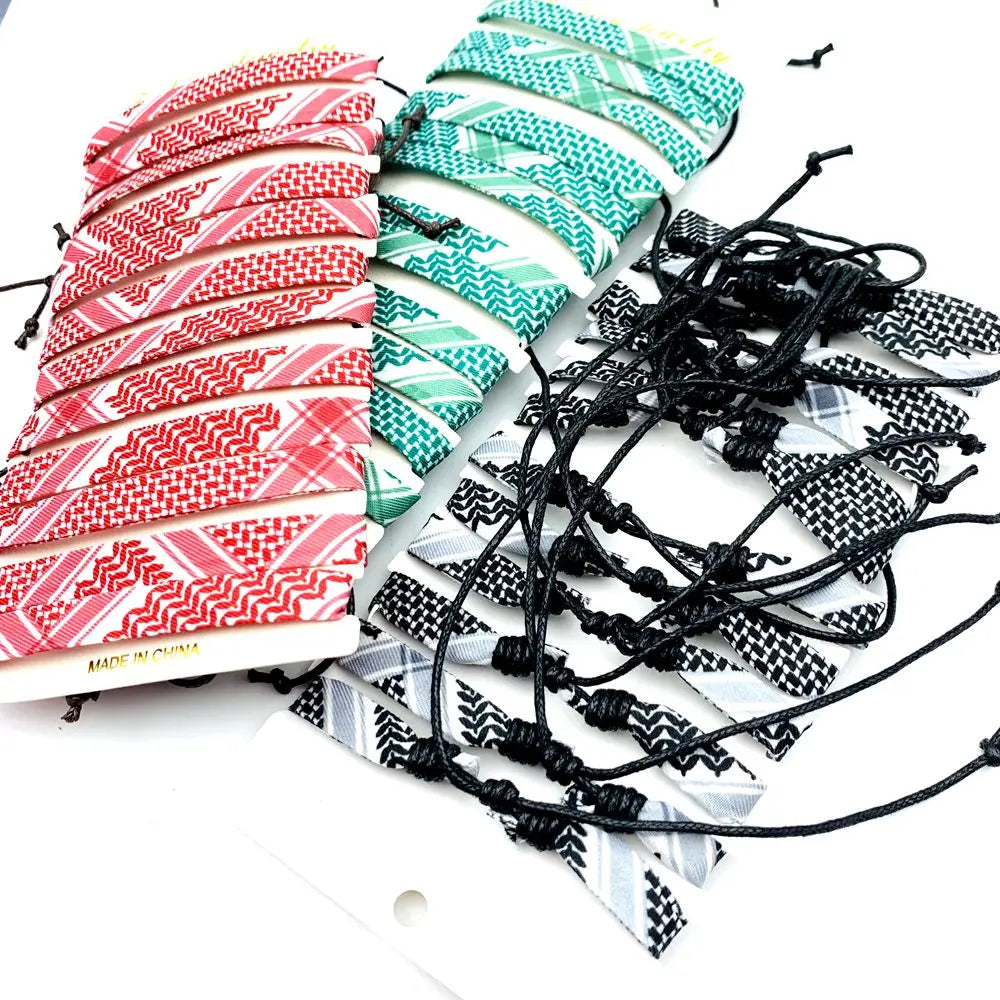 12pcs/set Cuff Bangle Bracelets For Men and Women Ethnic Style Patterns Fabric Fashion Jewelry