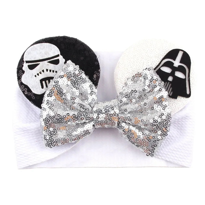 Cartoon Disney Ears Baby Headband Kids Girls Festival Sequin 5" Bow Head Wrap Mickey Turban Cosplay Party DIY Hair Accessories