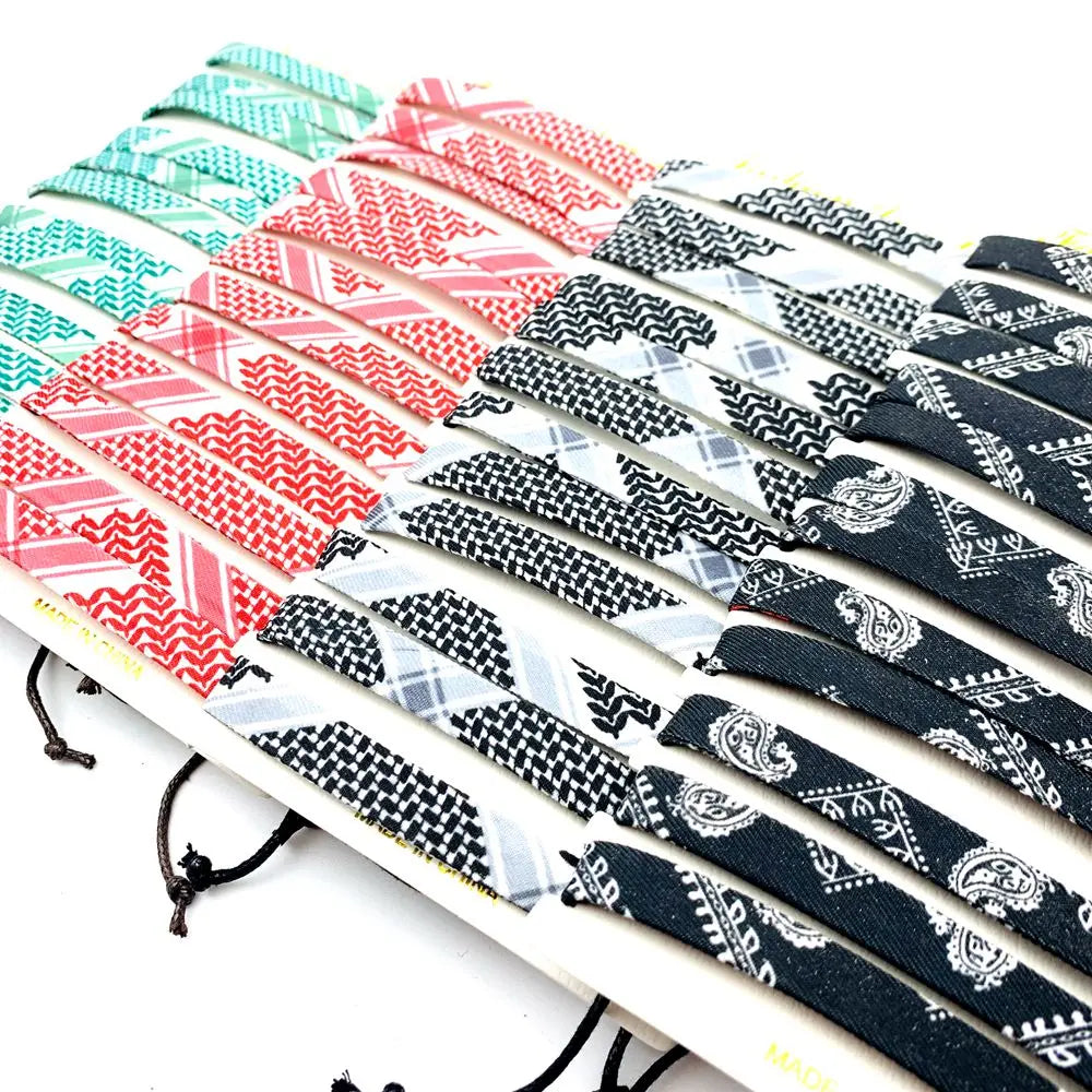 12pcs/set Cuff Bangle Bracelets For Men and Women Ethnic Style Patterns Fabric Fashion Jewelry