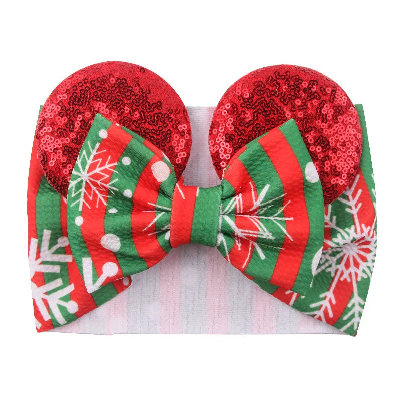 Cartoon Disney Ears Baby Headband Kids Girls Festival Sequin 5" Bow Head Wrap Mickey Turban Cosplay Party DIY Hair Accessories