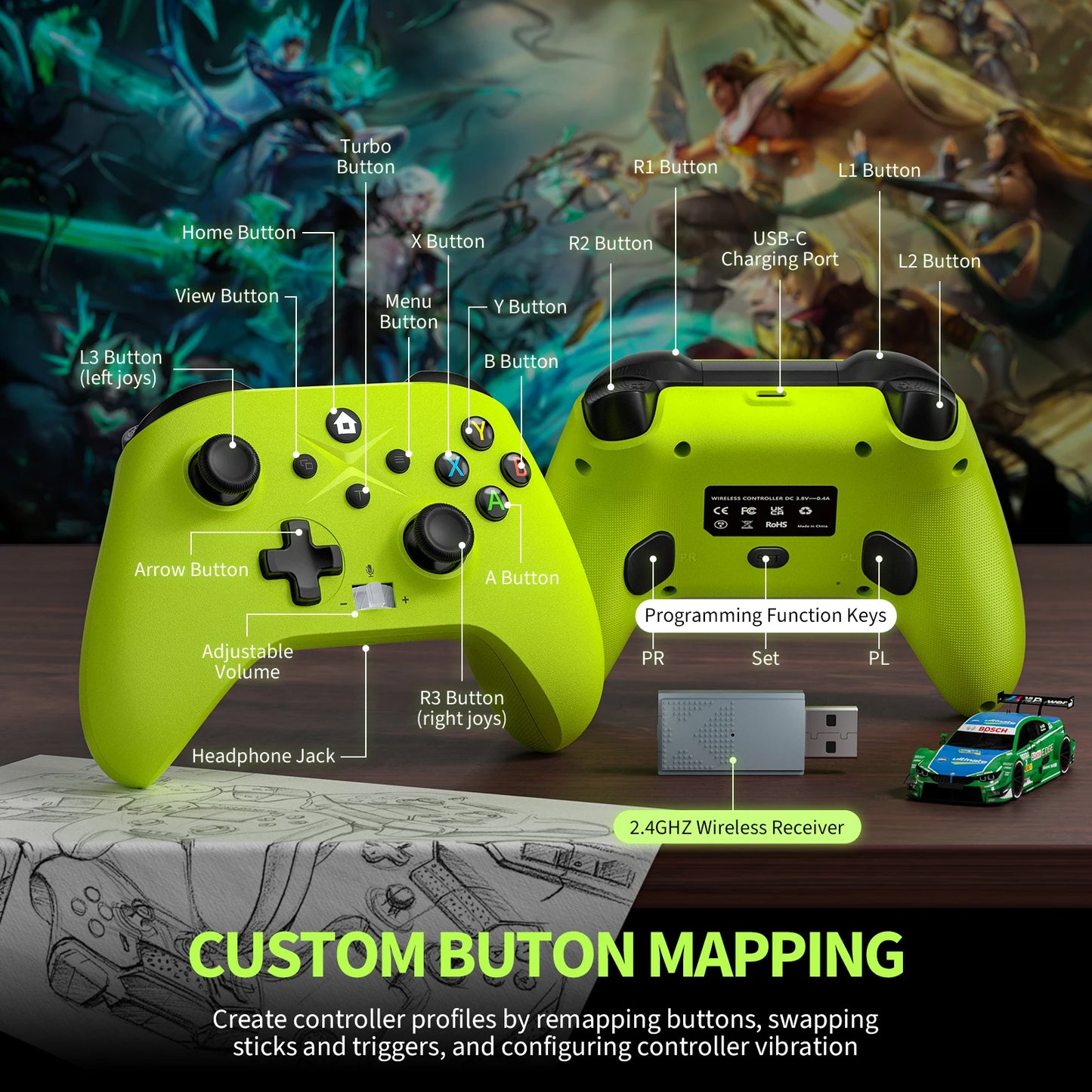 2.4G Wireless Game Controller For Xbox One/Series/360/Winodows/Steam Video Game PC Controller 3D Joystick Accessories