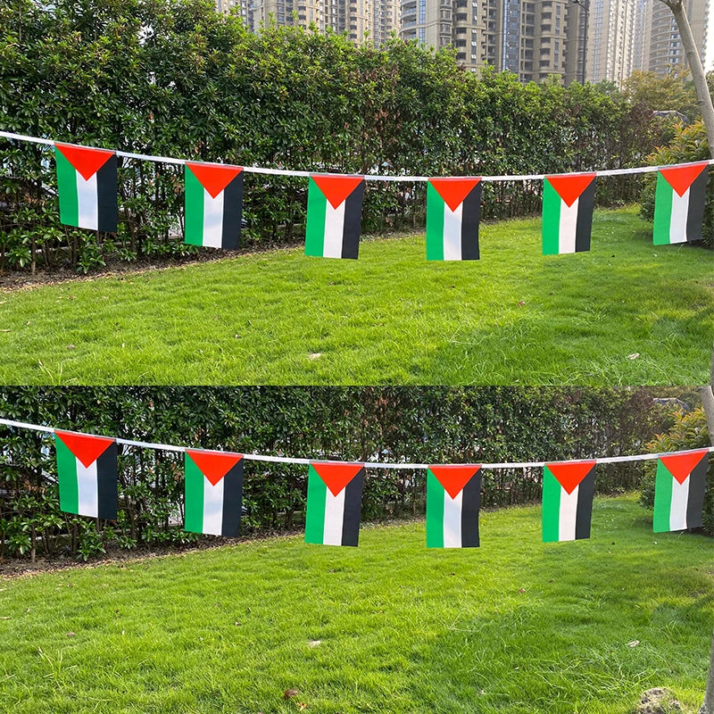 Aerlxemrbrae 20pcs/lot Palestine bunting flags 14x21cm Pennant Palestine String Banner Buntings Festival Party Holiday