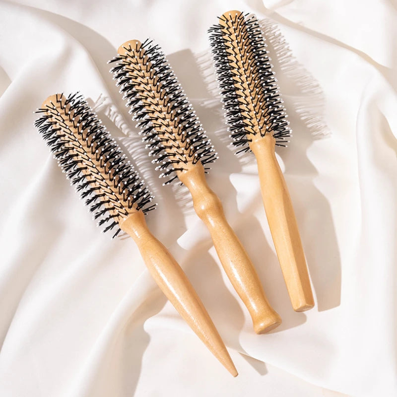Curly Hair Styling Definition Barrel Brush With Elastic Plastic Pins Round Barber Hairbrush Cylindrical Nylon Teeth Roller Comb