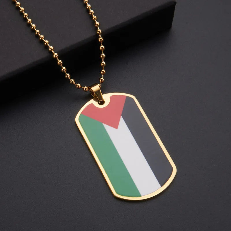 HNSP Stainless Steel Palestine Flag Pendant Necklace For Men Women Palestine Series Jewelry Accessories
