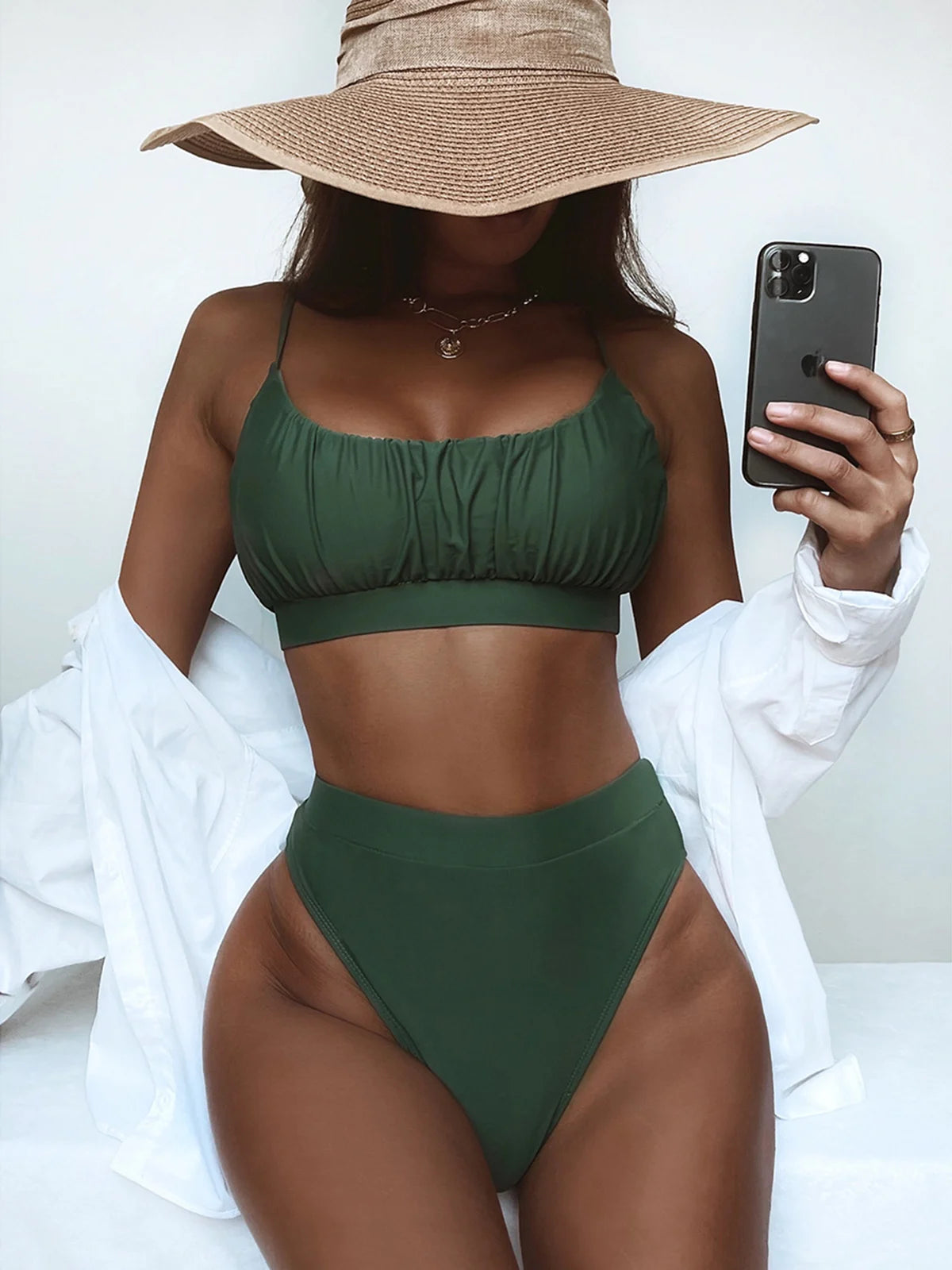 Women Swimsuit Female Swimwear 2024 Bikini High Waisted Bikini Set Push Up Bathing Suit Ruffle Swimming Suit Beachwear Swimsuit