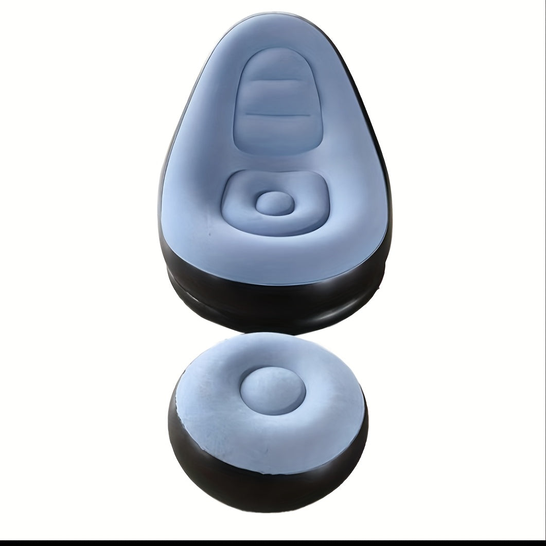 1 inflatable lounge chair with footrest, portable and easy to clean, a multifunctional sofa suitable for both indoor and outdoor use. It is an ideal choice for camping, hiking, and holiday gifts, offering comfortable relaxati