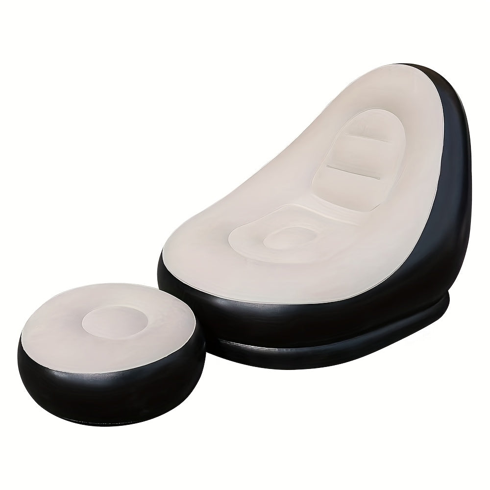 1 inflatable lounge chair with footrest, portable and easy to clean, a multifunctional sofa suitable for both indoor and outdoor use. It is an ideal choice for camping, hiking, and holiday gifts, offering comfortable relaxati