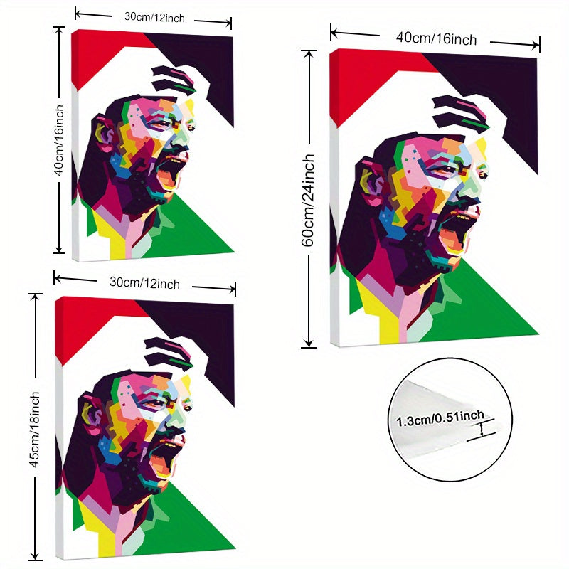 Yasser Arafat Portrait Canvas Wall Art with Wooden Frame - Vibrant Geometric Design, High-Quality Canvas Poster for Living Room & Office Decor, Perfect Gift for History Enthusiasts, Arafat Family Wall Art, Thoughtful Gift Ite
