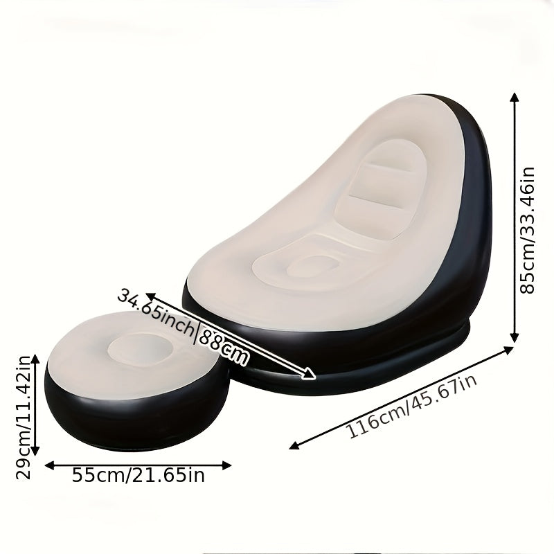1 inflatable lounge chair with footrest, portable and easy to clean, a multifunctional sofa suitable for both indoor and outdoor use. It is an ideal choice for camping, hiking, and holiday gifts, offering comfortable relaxati