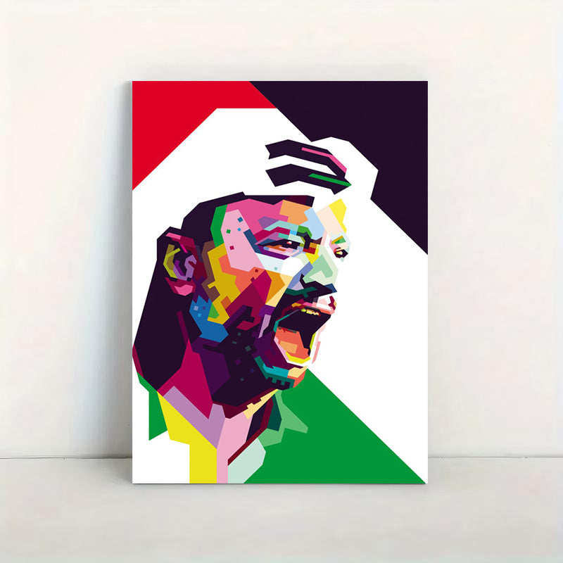 Yasser Arafat Portrait Canvas Wall Art with Wooden Frame - Vibrant Geometric Design, High-Quality Canvas Poster for Living Room & Office Decor, Perfect Gift for History Enthusiasts, Arafat Family Wall Art, Thoughtful Gift Ite