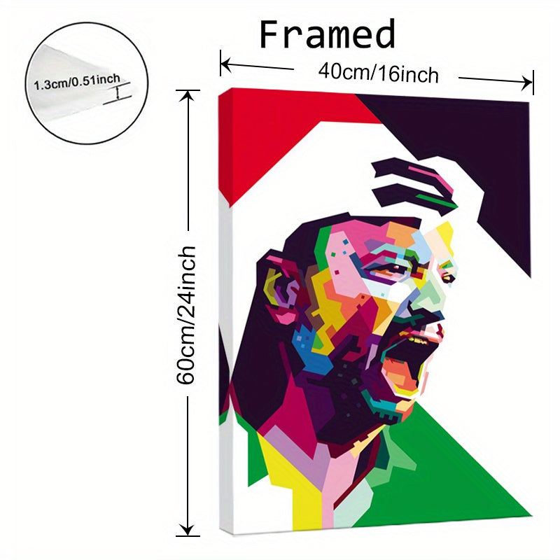 Yasser Arafat Portrait Canvas Wall Art with Wooden Frame - Vibrant Geometric Design, High-Quality Canvas Poster for Living Room & Office Decor, Perfect Gift for History Enthusiasts, Arafat Family Wall Art, Thoughtful Gift Ite