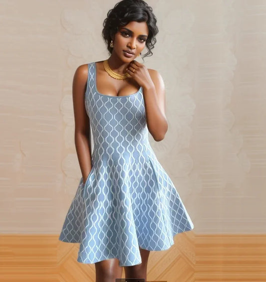Women's knitted strap dress 2024 early fall new fashion diamond check thin sleeveless dress
