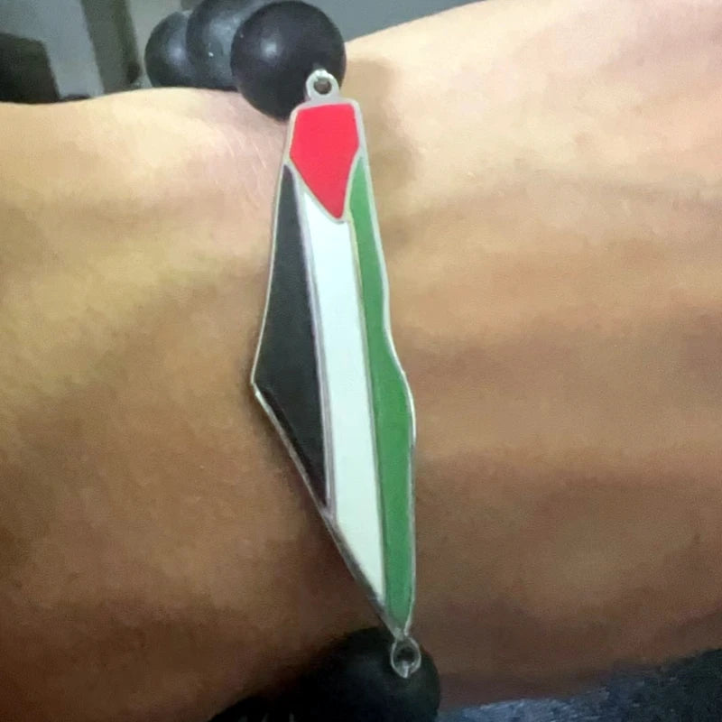 HNSP Palestine Beaded Bracelet For Men Hand Chain Stainless Steel Palestine Map Flag Pendant Jewelry Accessories Series