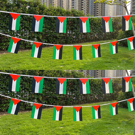 Aerlxemrbrae  20pcs/lot   Palestine  bunting flags 14x21cm  Pennant  Palestine  String Banner Buntings Festival Party Holiday