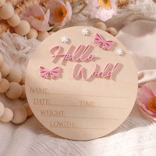 Ylsteed hello world newborn name sign dusty pink butterfly star deco baby birth announcement sign for hospital  newborn props