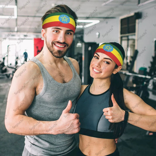 2025 Ethiopia Flag Sweatband Women Men Moisture Wicking Syriac Aram Gym Headband for Cycling Yoga