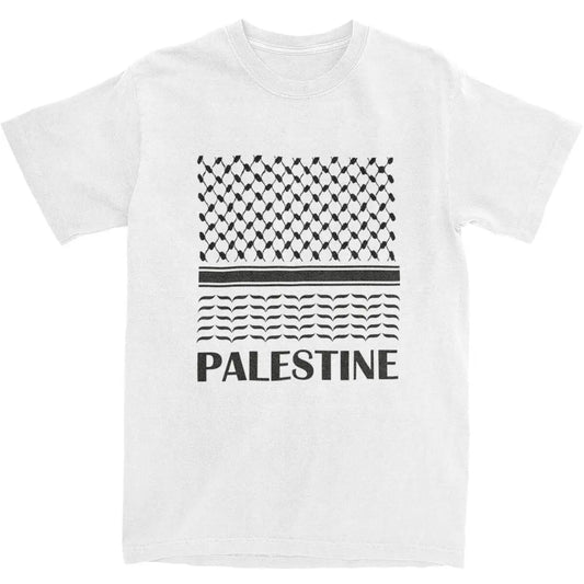 Vintage T-Shirt Palestine Map Cotton T Shirts Palestinian Kufiya Fashion Tshirt for Adult Summer Y2K Casual Short Sleeve Tees