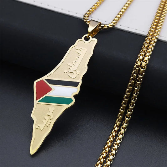 HNSP Palestine Stainless Steel Pendant Chain Necklace For Men Women Palestine Series Jewelry Accessories
